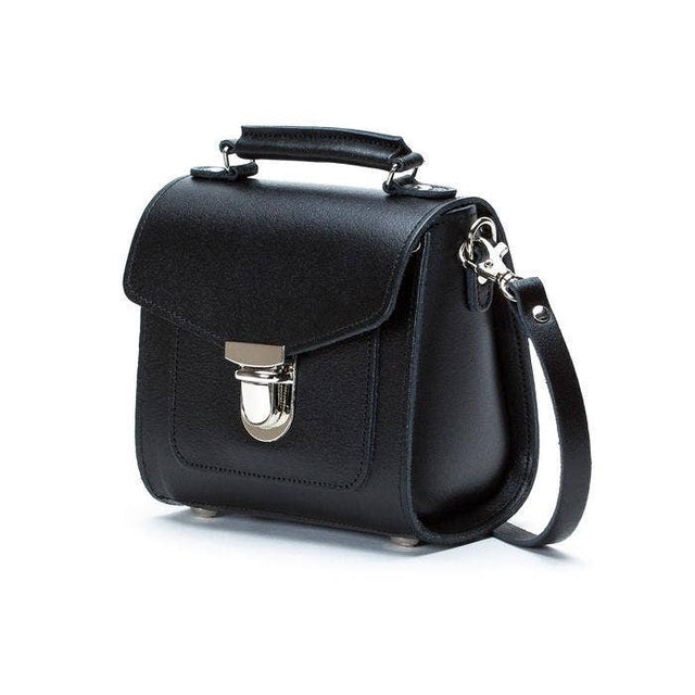 Handmade Leather Sugarcube Handbag - Black - Small