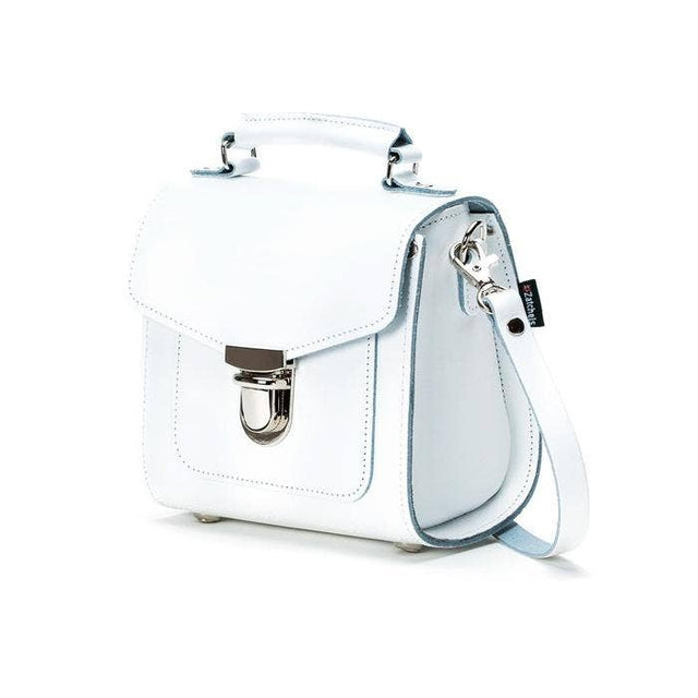 Handmade Leather Sugarcube Handbag - White - Small