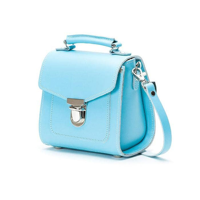 Handmade Leather Sugarcube Handbag - Pastel Baby Blue  Small