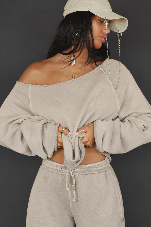 JOAH BROWN SLOUCHY PULLOVER SWEATSHIRT