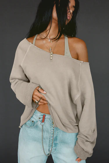 JOAH BROWN SLOUCHY PULLOVER SWEATSHIRT