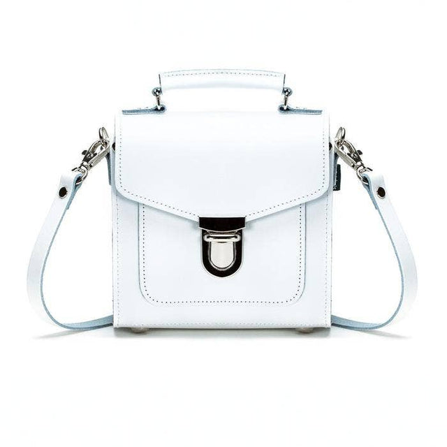 Handmade Leather Sugarcube Handbag - White - Small