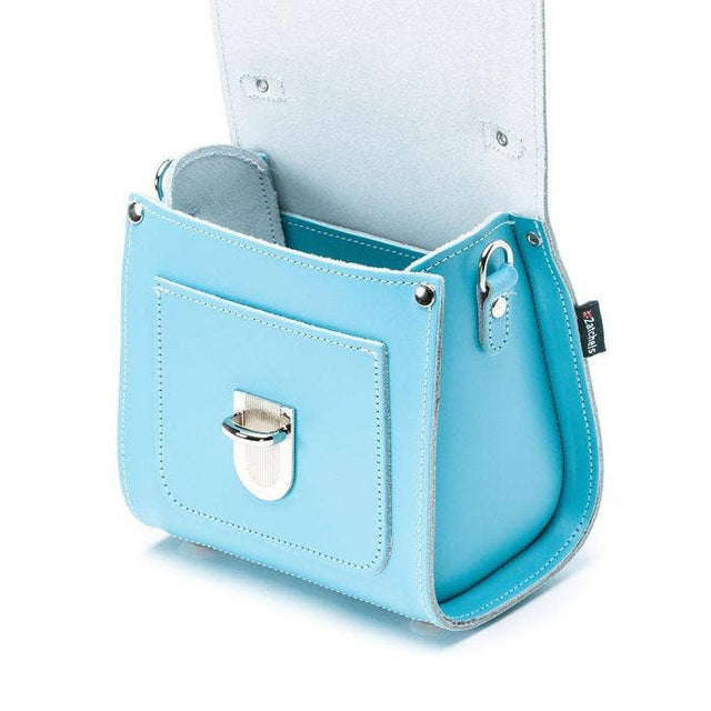 Handmade Leather Sugarcube Handbag - Pastel Baby Blue  Small